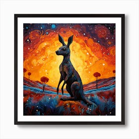 Kangaroo At Sunset Art Print