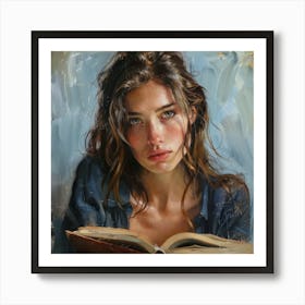 Portrait Of A Girl Reading A Book Art Print