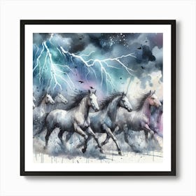 horses in the storm 5 Art Print