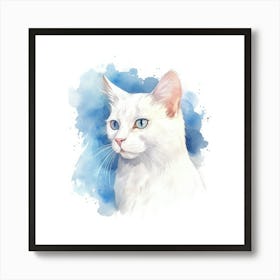 Russian White Cat Portrait 2 Art Print