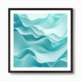 Abstract Blue Wavy Paper Art Print