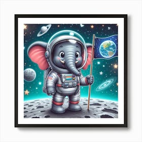 elephant on moon Art Print