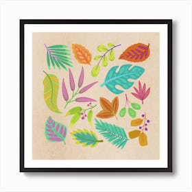 Multi coloured leaf print Art Print