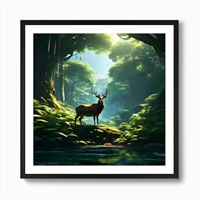 Deer In The Forest 4 Art Print