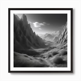 Black And White Mountain Landscape 2 Art Print