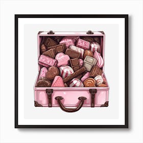 Pink Suitcase Full Of Sweets 2 Art Print