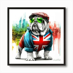 British Bulldog Sketch Art Print