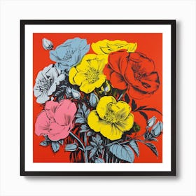 Andy Warhol Style Pop Art Florals 3 Art Print