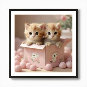 Kittens In A Box Art Print