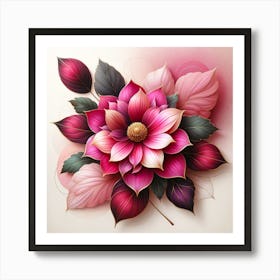 Pink Flower Painting 4 Art Print