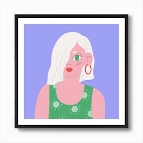 Portrait Of A Woman with Hoop Earrings Art Print