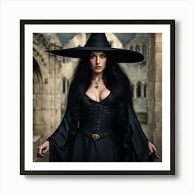 Witch In Black Hat Art Print