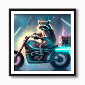 Raccoon on Motorcycle 2 Art Print