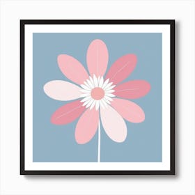 A White And Pink Flower In Minimalist Style Square Composition 603 Art Print