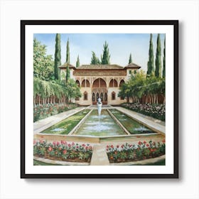 Gardens Of Alhambra 1 Spain Vintage Botanical A(1) Art Print