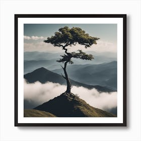 Lone Tree On Top Of Mountain 15 Art Print