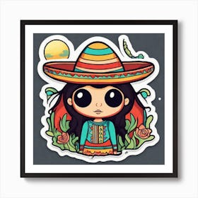 Mexico Sticker 2d Cute Fantasy Dreamy Vector Illustration 2d Flat Centered By Tim Burton Pr (37) Art Print