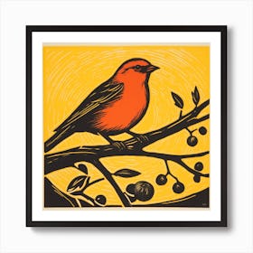 Retro Bird Lithograph American Goldfinch 2 Art Print