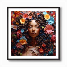 Portrait Of A Woman With Curly Hair 4 Art Print