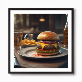 Hamburger On A Plate 151 Art Print