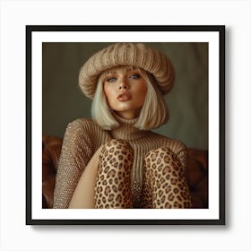 Blond Woman In Leopard Print Art Print