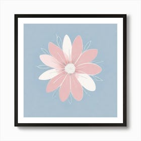 A White And Pink Flower In Minimalist Style Square Composition 450 Art Print