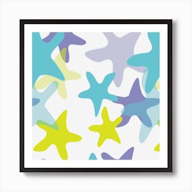 Turquoise Periwinkle Lime Stars Art Print