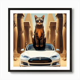 A painting of a Tesla car in the era of the Pharaohs
CAT Art Print