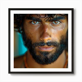 Portrait Of A Man With Curly Hair Art Print