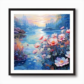 Sunset By The Lake Art Print