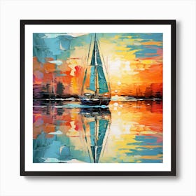 Sailboat At Sunset 12 Art Print