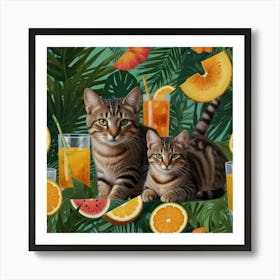 Oranges And Cats Art Print