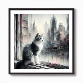 Cat In The City 2 Art Print