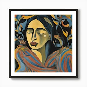 'A Woman With Tears' Abstracted Portrait Affiche