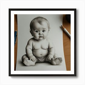 Default Cute Babies Drawings 0 Art Print