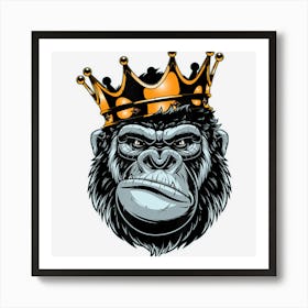 Gorilla King Alpha Funny Ape Wildlife Art Print