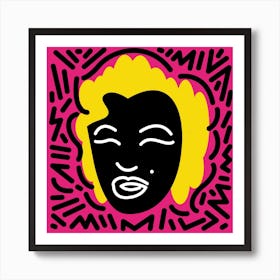 Black Marilyn Pink By Hen Macabi Art Print
