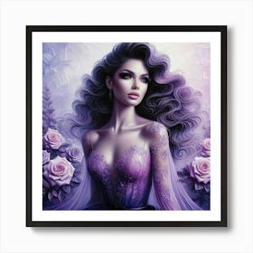 Beautiful Woman In Purple Dress Art Print
