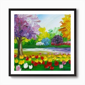 a flower garden in spring 2 Art Print