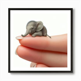 Tiny Elephant On A Finger 1 Art Print