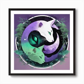 Yin Yang Cats Art Print