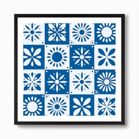 Portuguese Tiles With Floral Motifs Square Art Print