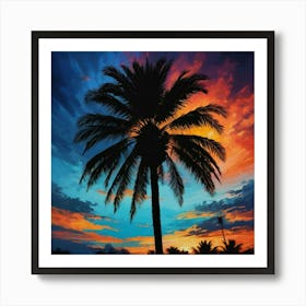 Sunset Palm Tree Art Print