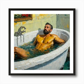 Man In A Bathtub Art Print