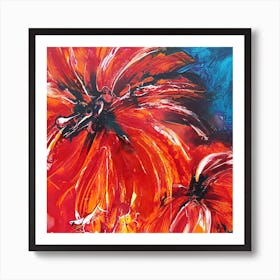 Large Orange Flower Painting Square Art Print