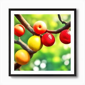 Colorful Fruits On A Tree Branch 1 Art Print