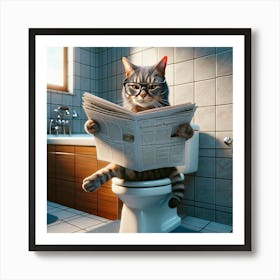 Cat Reading Newspaper 2 Art Print