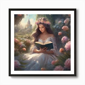 Fairytale Princess Reading A Book Art Print