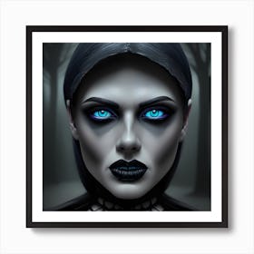 Gothic Girl With Blue Eyes Art Print