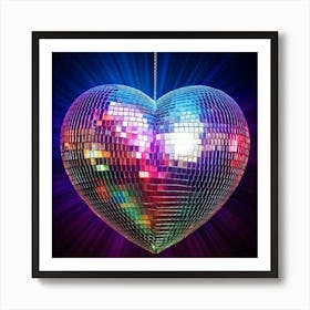 Firefly Vibrant Heart Shaped Disco Ball Floating In Light 65652 (2) Art Print